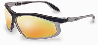 Uvex S2144 Pivot Safety Eyewear, Black and Silver Frame, Hot Orange Mirror Ultra-Dura Hardcoat Lens