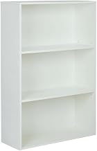 Furnifact White 48-Inch 3-Shelf Bookcase, Laminate and Metal, Adjustable Shelves, Supports 35 lbs, Durable Storage Organizer for Living Room, Office