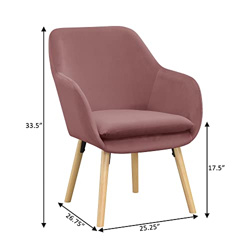 Convenience Concepts Blush Velvet / Chair / 25.25"L x 26.75"W x 33.5"H Chairs