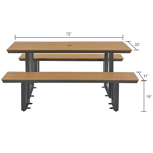 Urban 6' Plastic Rectangular Picnic Table & Bench Set by Global Industrial – Aluminum, Tan, Model OTZY-18B