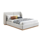 Starlight Canyon Home Boucle-Upholstered Wingback Platform Bed with Solid Wood Legs, King Size Bed Frame with Headboard, Cream Boucle Fabric - image 2