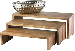 TableCraft RACA300 Cascade Risers, 3 Piece Nesting Set, Includes (1) Small 17-1/4" x 7-7/8" x 4-1/4", (1) Medium 19-5/8" x 7-7/8" x 6-1/8", and (1) Large 22" x 7-7/8" x 7-7/8", Rectangular, 1 Set
