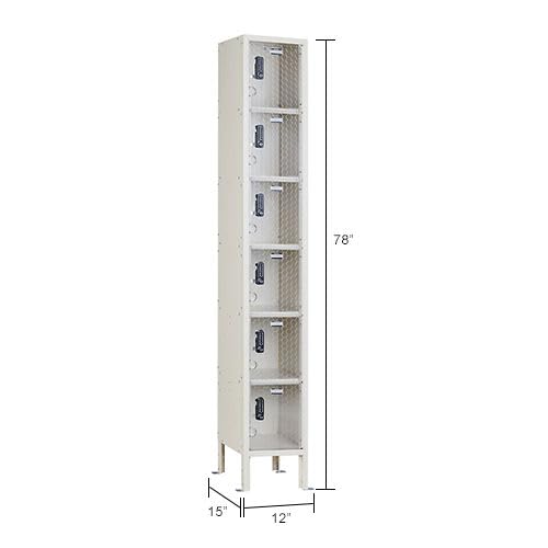 Global Industrial 6-Tier 6 Door Clear View Locker – Digital Lock, 12" Wx15 Dx78 H, Tan, Assembled