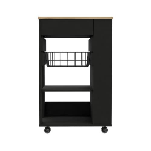 DEPOT E-SHOP 22.4"W x 35.4"H x 14.5"D / Black-light Oak / Modern Storage Carts