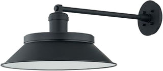 Troy Lighting Kaspars Outdoor Wall Sconce | Textured Black Finish | Faceted RLM Metal Shade | Scandinavian Modern Exterior Light | Dark Sky Rated | 16.25" W x 11" H | B7911-TBK/SBK