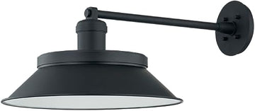 Troy Lighting Kaspars Outdoor Wall Sconce | Textured Black Finish | Faceted RLM Metal Shade | Scandinavian Modern Exterior Light | Dark Sky Rated | 16.25" W x 11" H | B7911-TBK/SBK