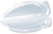 Clear Plastic Hinged Half Moon Container with 8" Straight End - 250 per case