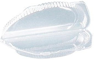 Clear Plastic Hinged Half Moon Container with 8" Straight End - 250 per case