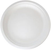 PacknWood 1000 Pcs White Round Sugarcane Dinner Plates, D:7in, No Added PFAs