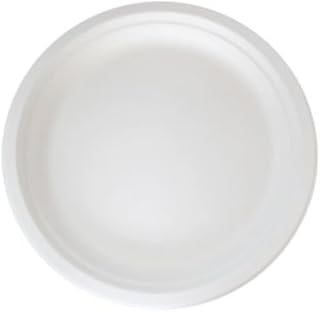 PacknWood 1000 Pcs White Round Sugarcane Dinner Plates, D:7in, No Added PFAs