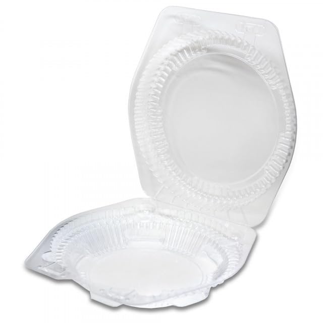 8" Shallow Hinged Pie Container by DFI – 8 inches, OPS Plastic, clear, Model LBH-881