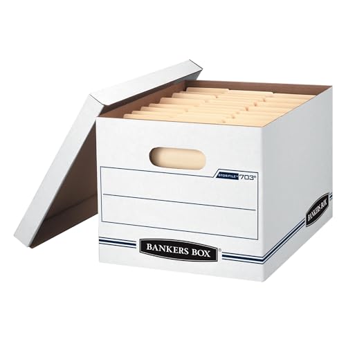 Bankers Box 10 / True / White/Blue Storage File Boxes