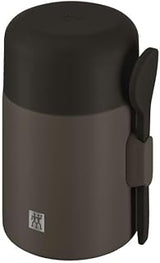 ZWILLING Thermo Plus Food Container 600 ml, Keeps Hot/Cold for up to 10 Hours, Double-Walled, Stainless Steel Thermal Mug with Spoon, Leak-Proof, Lightweight, Dishwasher Safe, Chocolate