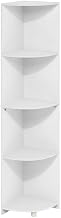 Furnifact White 4-Tier Corner Shelf Bookcase, Space-Saving Design, Multi-Level Storage, Durable Wood Construction, Stylish Home Office or Living Room Decor