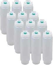 FIFO Innovations FIFO Squeeze Bottle Refillable 16 oz | Green Tip Small Valve Dispenser for Thin Condiments, Sauces, Batter and Dressing | Self Sealing No Drip No Hassle | (12 Pack)