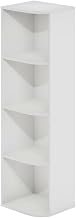 Furnifact White 4-Tier Corner Open Shelf Bookcase, Modern Wooden Design, Residential Use, Space-Saving, Durable Wood Construction