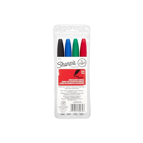 Sharpie 4 Count (Pack of 1) / Assorted Colors / Standard Packaging Permanent Markers