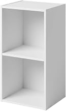 Furnifact White 2-Tier Open Shelf Closet and Clothing Storage Organizer, Multipurpose Design, Wooden Construction, Versatile for Bedroom, Living Room