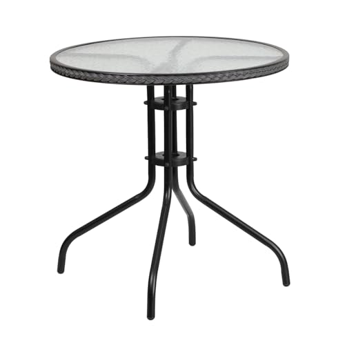 Flash Furniture Clear/Gray / Table + 4 Chair / Round Table + 4 Chairs Bistro Sets