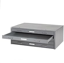 Global Industrial 54" W Flat File Cabinet, 5 Drawer, Gray