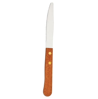 HARDWOOD HANDLE STEAK KNIFE by WALCO – Stainless Steel Blade, Hardwood Handle, Natural Handle, Pack of 24, Model 760527