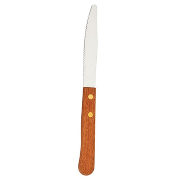HARDWOOD HANDLE STEAK KNIFE by WALCO – Stainless Steel Blade, Hardwood Handle, Natural Handle, Pack of 24, Model 760527