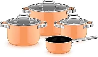 WMF Fusiontec Mineral Pro 0519405290 4-Piece Saucepan Set, Durable, Scratch-Resistant Material, Induction Cookers, Suitable for All Hob Types, Made in Germany, Papaya Orange