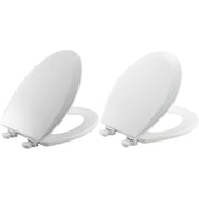Toilet Seat Bundle with Easy Clean & Change Hinges | Elongated & Round Seats by Bemis – Plastic, White