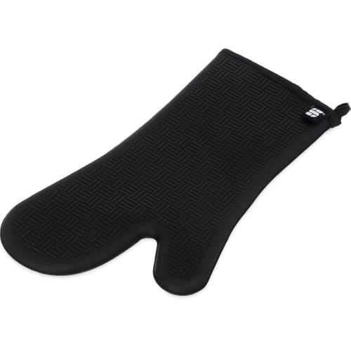 San Jamar Conventional Style / 15" Length / Black Oven Mitts