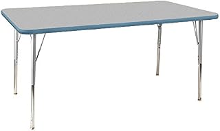 Learniture Adjustable Height Classroom Activity Table, Rectangle Activity Table for School and Home, 24" D x 60" W x 30" H, Gray/Sky Blue