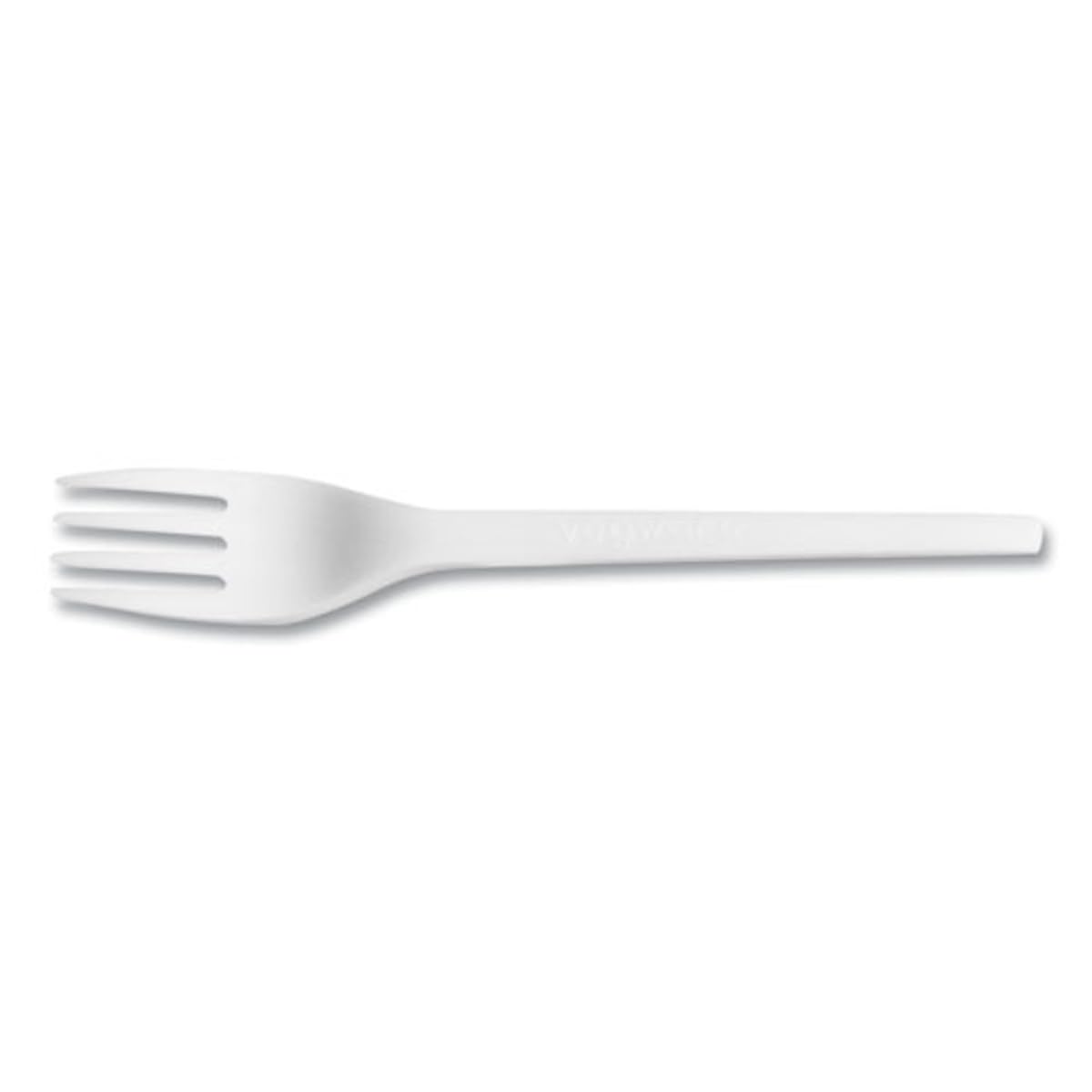 Plant-Based Compostable 6.5in CPLA Fork (Case of 1000) by Vegware – Plastic, White, Pack of 1000, Model VW-FK6.5