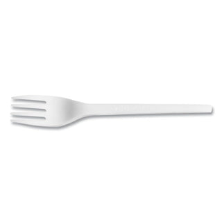 Plant-Based Compostable 6.5in CPLA Fork (Case of 1000) by Vegware – Plastic, White, Pack of 1000, Model VW-FK6.5