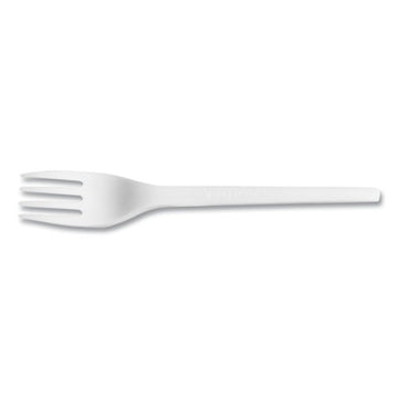 Plant-Based Compostable 6.5in CPLA Fork (Case of 1000) by Vegware – Plastic, White, Pack of 1000, Model VW-FK6.5