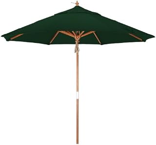 California Umbrella 9-Feet Wood Market Umbrella, Hunter Green