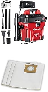 Bundle of Vacmaster VWMB508 1101 5 Gallon Wall-Mount Wet/Dry Vacuum with Remote Control Operation Red + Standard Dust Bag 5-6 Gallon Genuine Part 3pcs per Pack for Replacement
