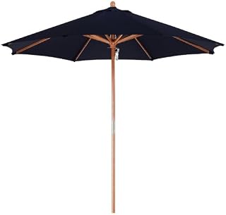 California Umbrella 9-Feet Stained Wood Market Umbrella, Black
