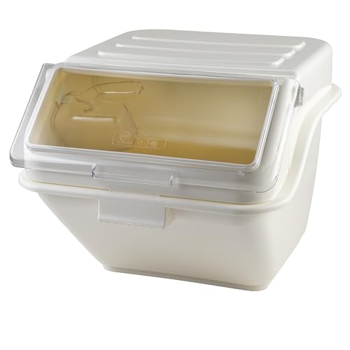 Winco 10 Gallon / Shelf Bin / Beige Lidded Storage Bins