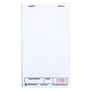 National Checking Company Unilined Single Copy Paper GuestChecks White by NCCO – White, Model KC100