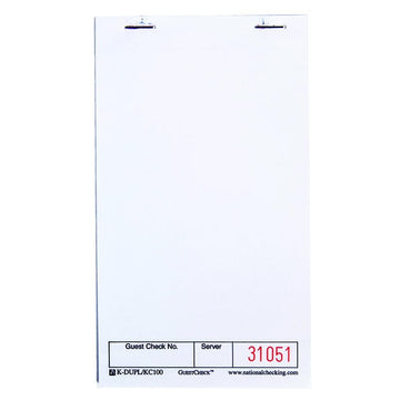 National Checking Company Unilined Single Copy Paper GuestChecks White by NCCO – White, Model KC100
