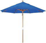 California Umbrella 9-Feet Wood Market Umbrella, Pacific Blue