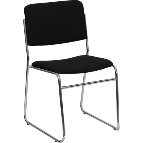 Flash Furniture Black Fabric/Chrome Frame / Set of 1 / Contemporary Stacking Chairs