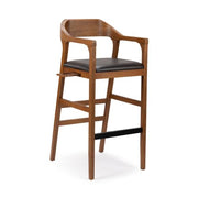 Rasmus Wood Extra Tall Bar Stool - Chestnut Wire-Brush Finish | Extra Tall Wood Bar Stool with Integrated Pool Cue & Cup Holder - image 2