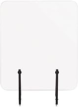 MasterVision Desktop Clamp On Clear Collaboration Panel & Divider, 24"x 36", Frameless Writable Glass Dry-Erase Surface, Collaborate to Display Notes and Ideas, Office & Home Use