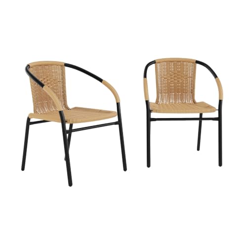 Flash Furniture Beige / Set of 2 / Modern Patio Dining Chairs
