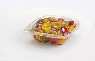 Sabert 64 oz. Clear PETE Square Bowl with Lid - 75 / Case (Tamper Resistant)