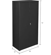 EZ Assemble Steel Storage Cabinet with Locking Flush by Global Industrial – 36"W x 18"D x 72"H, Alloy Steel, Black, Model 361872BK