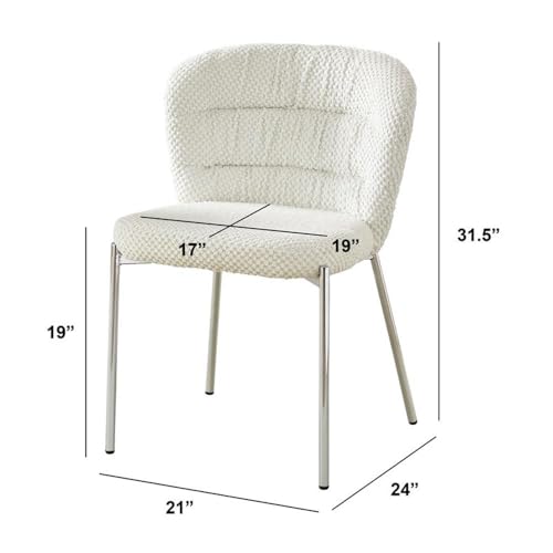 Best Quality Furniture Cream / Silver / 19" Side Chair / Modern, Chic, Transitional, Contemporary Chairs