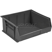 Plastic Stacking Bin 11 x 10-7/8 x by Global Industrial – 10.88"L x 11"W x 5"H, Plastic, Black, Pack of 6, Model GLQUS235BK