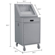 Mobile LCD Console Computer Cabinet for 21" Diagonal by Global Industrial – 24.5 inches x 55.5 inches x 22.5 inches, Alloy Steel, Grey, Model 273115GY