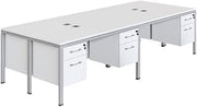Boss Office Products Boss Office Simple System 66" x 24" Quad Desks with (4) Pedestals in White
